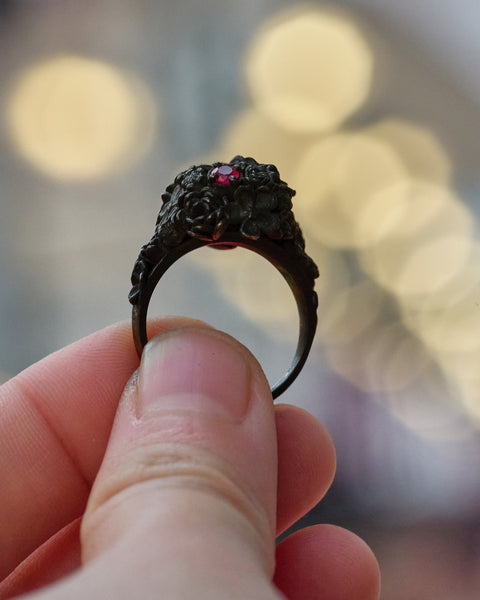 Black Floral Ring