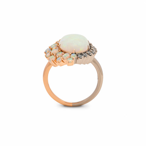 White Crystal Opal Hybrid Ring