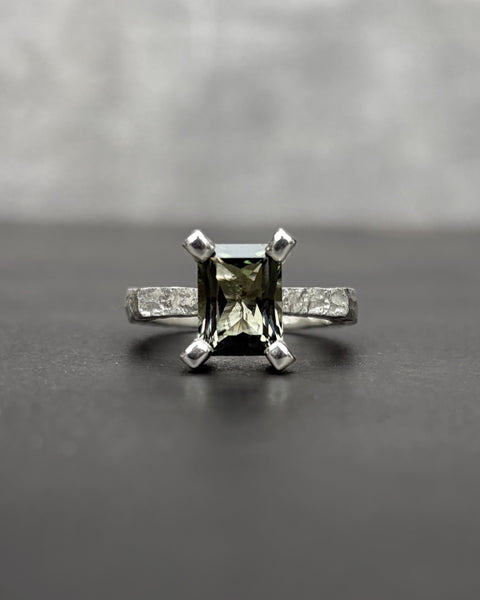 Emerald Cut Asym Solitaire Tourmaline Ring
