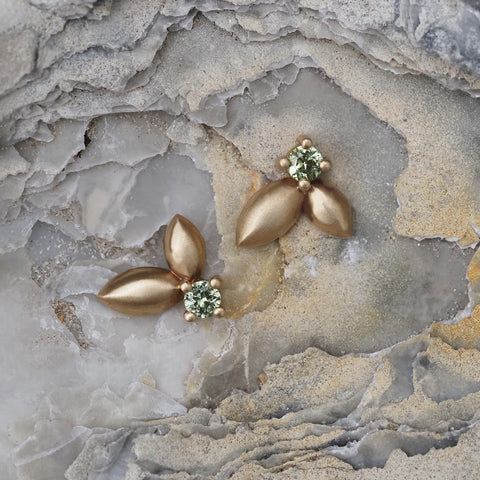 Yellow Gold Leaf Studs