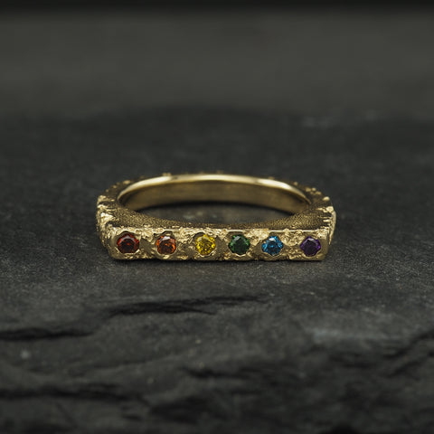 Crater Bar Rainbow Diamond Band