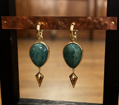 Warrior Hoops with Chrysocolla Tassels