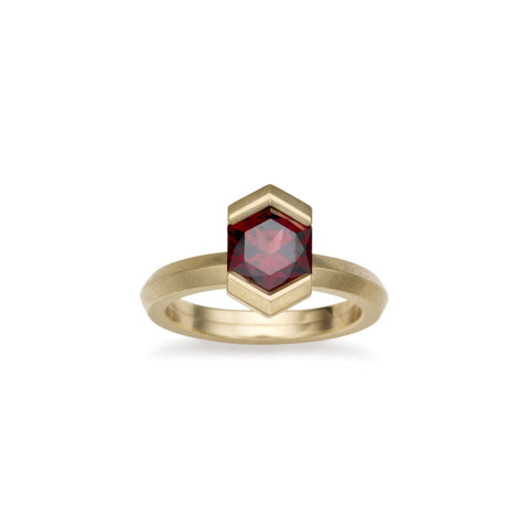 Red Hex Solitaire ring
