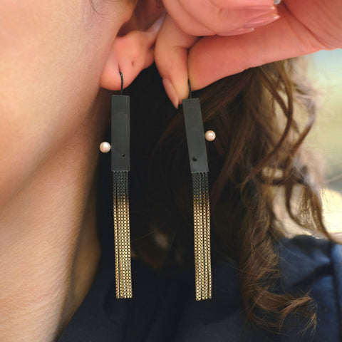 Shikaku Box on Box Chain Earrings