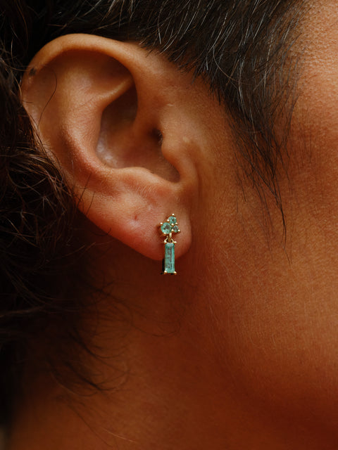 Emerald Cluster Drop Earrings