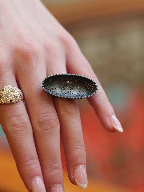Blackened Oval Ring