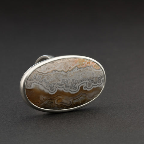 Crazy Lace Agate and Sterling Silver Ring