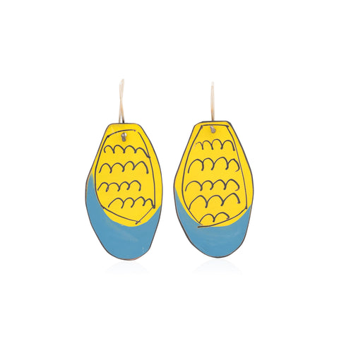 Yellow and Blue Reverse Earrings