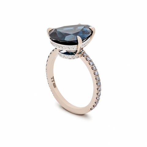 Pear Shaped Sapphire and Diamond Ring