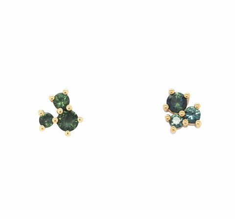 Petite Australian Sapphire Cluster Earrings